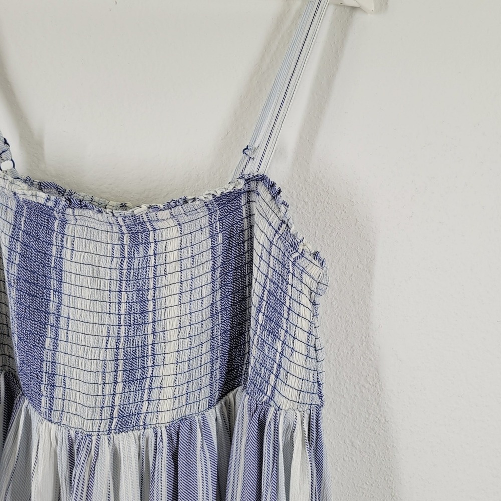 Torrid Camisole Women 2 Blue White Striped Smocked Peplum Babydoll Tank Top - Picture 3 of 9